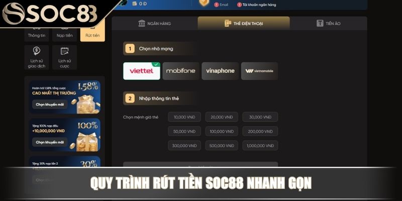 Rút Tiền Soc88 - Hướng Dẫn Giao Dịch Đổi Thưởng Nhanh Chóng 3 Quy trình rút tiền Soc88 nhanh gọn